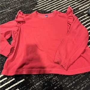 Red Ruffled Long Sleeve Top